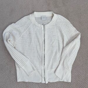 Varley Cameron knit zip mesh cardigan sweater in cream/white Size medium